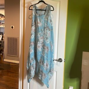 Italian linen sundress with bell bottom pit to pit 20 maxi length 🩵☁️🩵